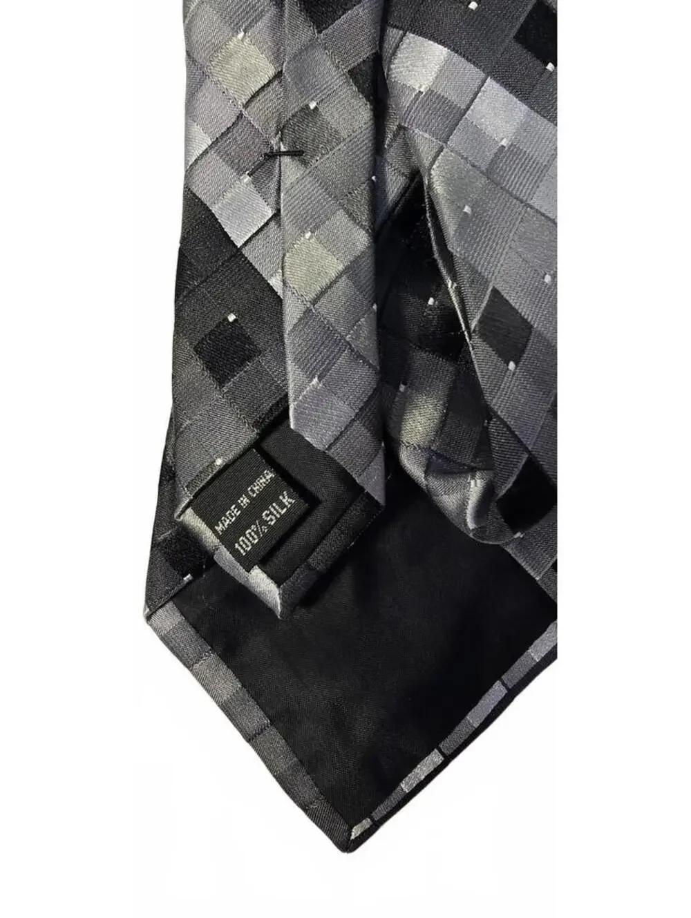Van Heusen Men's Silk Ties Set of 2 - Black Multicolor & Gray Checkered Patterns
